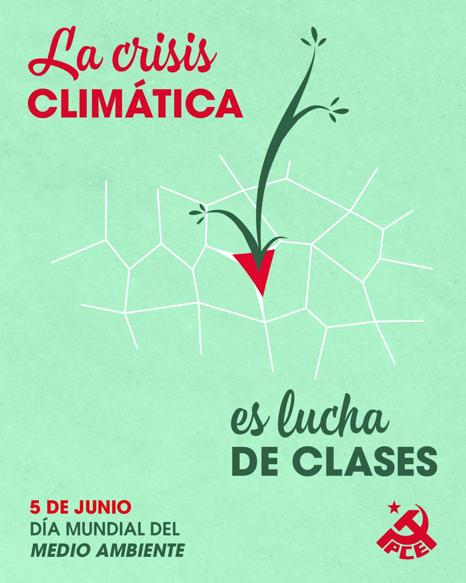 🙋‍♀️ Ante el #DíaMundialDelMedioAmbiente: la crisis climática es lucha de clases.

Salvarnos de la crisis climática implica repartir el trabajo  y transformar cómo vivimos y para qué producimos democráticamente.🌱🔻

📄 Comunicado
pce.es/dia-medio-ambi…