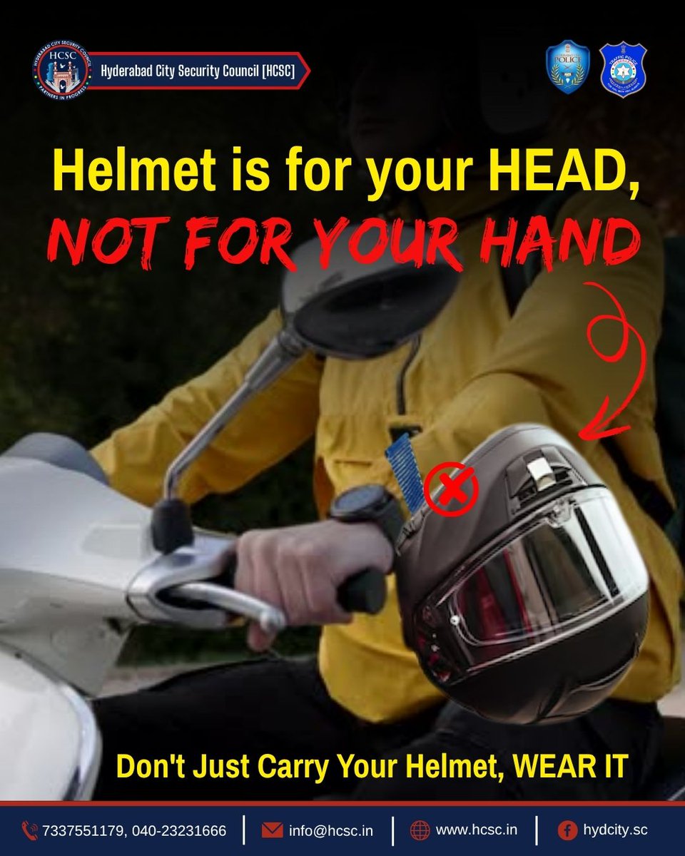 Mouzam_Ali_'s tweet image. 🚦 Helmet is for Your HEAD, Not for Your HAND! 🚦 
 
A helmet won’t protect you if it’s dangling from your wrist.
 
Wear it, don’t carry it! 
 
🛑 One small decision can be the difference between safety and tragedy. 
✅ Put it on. Buckle up. Ride responsibly. 
 
#WearYourHelmet