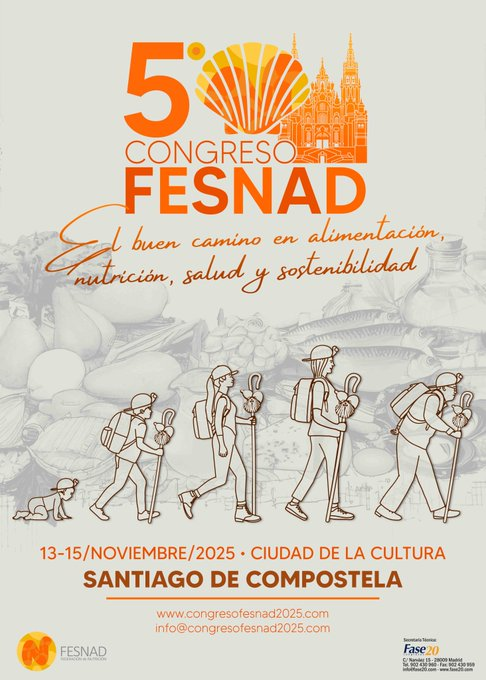 🖥️Inscríbete a nuestro V Congreso de FESNAD que tendrá lugar en Santiago de Compostela, del 13 al 15 de noviembre de 2025. 

🫰Cuota reducida Hasta el 30 de junio de 2025. 

 congresofesnad2025.com/index.php?secc…… 

#fesnad25 <a href="/SAEDYN_/">SAEDYN</a> <a href="/SANCYDnutricion/">SANCYD</a>
<a href="/SEMiPYP/">SEMiPYP</a> <a href="/seghnp/">SEGHNP</a> <a href="/sennutricion/">Sociedad Española de Nutrición - SEÑ</a>