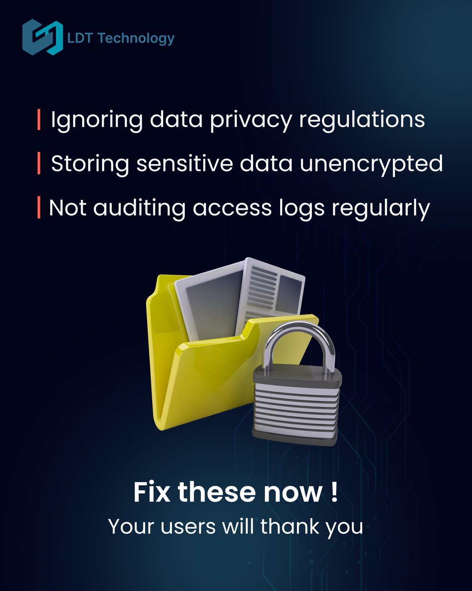 LDTTechPvtLtd's tweet image. Ignoring compliance can put fintech startups at serious risk.Ensuring data privacy, encrypting sensitive information, and auditing access regularly are essential steps to keep your platform secure and trusted.#SecurityFirst #DataPrivacy #FintechTips #TrustedFintech #LdtTechnology