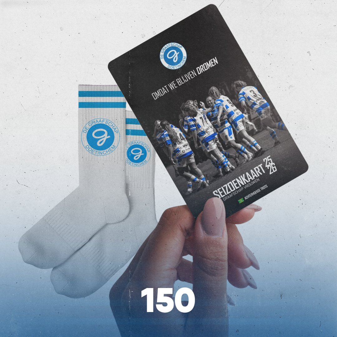 Na 1 week al 150 seizoenkaarten verkocht! 💙 Een prachtig begin. 

Voor €20,24:
✔️ Steun je meiden- &amp; vrouwenvoetbal
✔️ Gratis toegang tot onze thuiswedstrijden
✔️ En... je kunt onze unieke sokken scoren 👀

Bestel snel jouw seizoenkaart:
reserveren.degraafschap.nl/Shop/EventDeta…