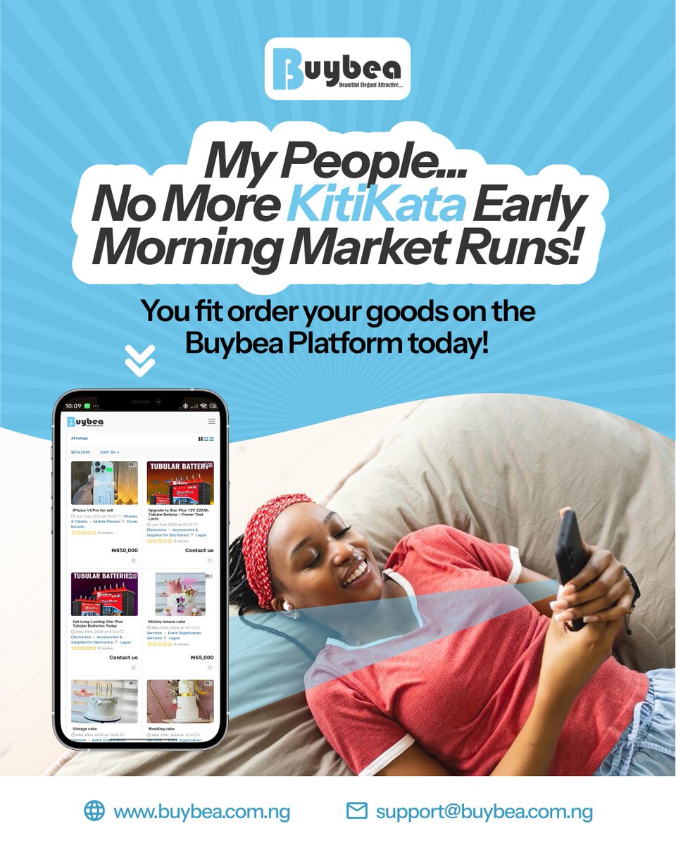 With Buybea, you can order all your supplies straight from your bed.

Buy goods from the convenience of your home. Click the link in our bio and start shopping today!

#lagosmarket #shopping #9jaVibes #lagosvendors #WorldEnvironmentDay #Akin #Ronaldo #Obidient #Lemonchase