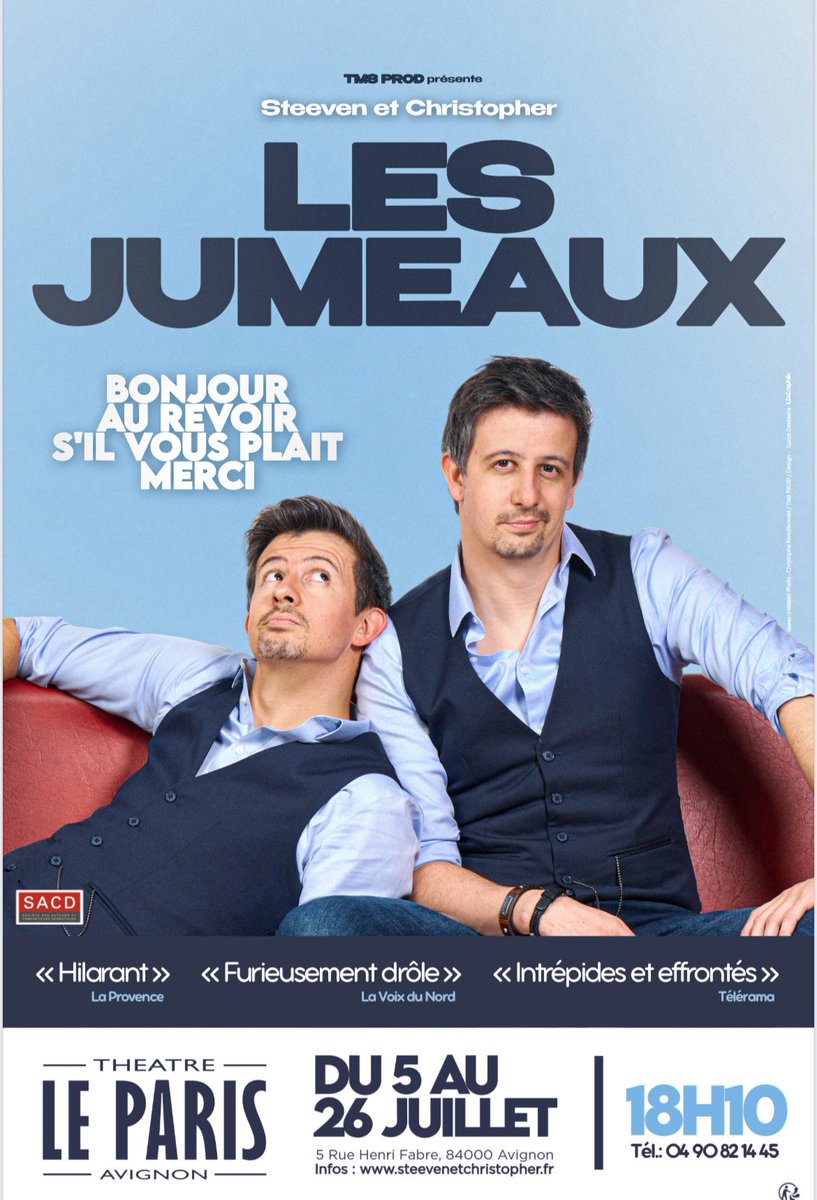 Retour au Festival d’Avignon ! Tous les jours du 5 au 26 juillet au théâtre le Paris à 18h10 !!