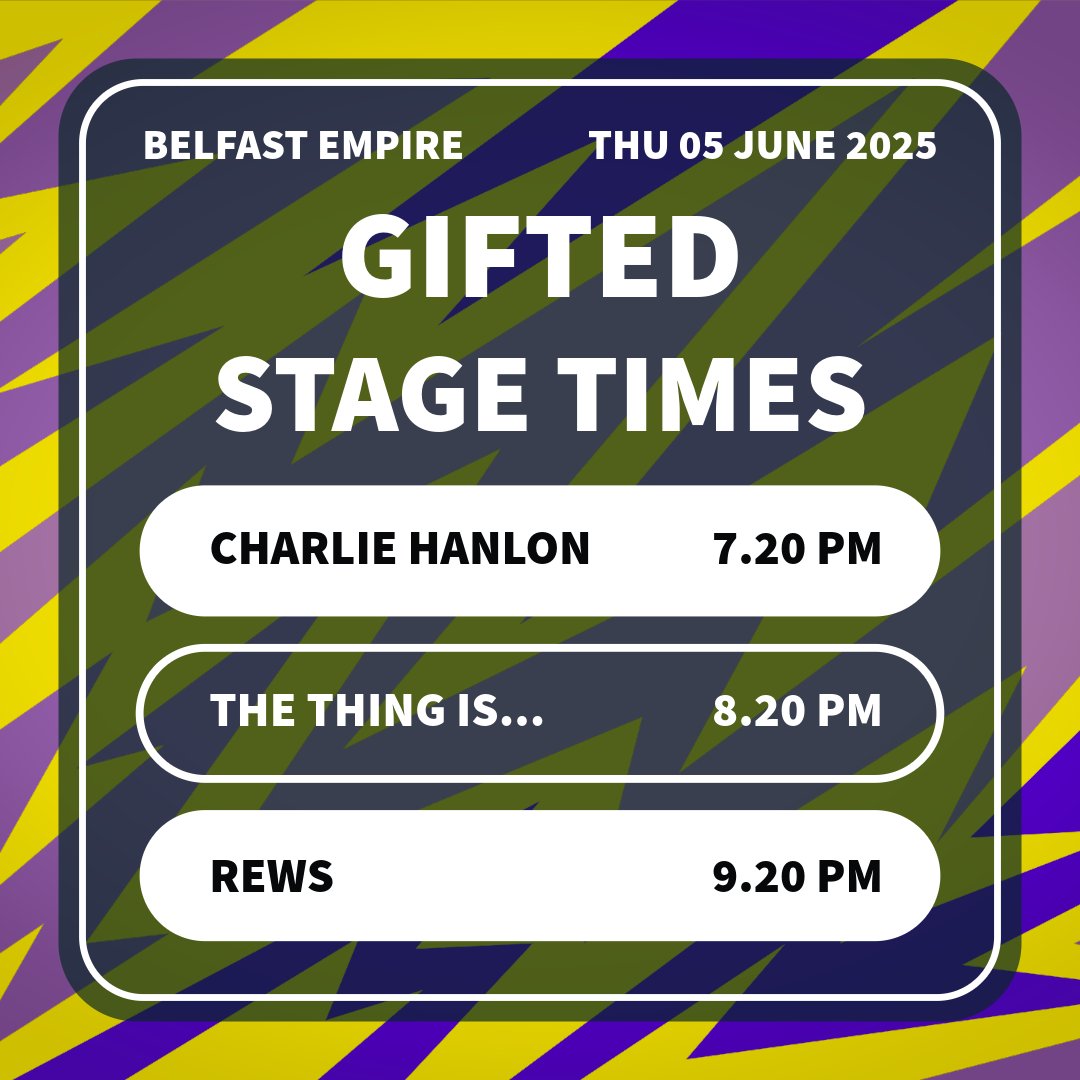 Big show tonight in the Belfast Empire.

Homecoming gig for REWS after over a year away in Australia. While The Thing Is and Charlie Hanlon celebrate the release of new music.

Cheap tickets at £8 finish at 2pm today.

Remaining tickets at £10 will be on the door from 7pm.