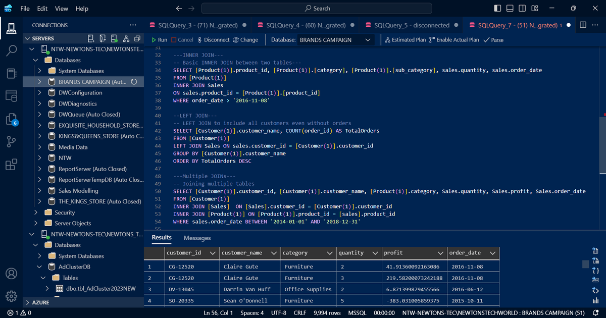 DaAnointedhands's tweet photo. Let me dump this here,
It's just being sitting on my laptop for months😁

Few sql basics
Inner Join
Left Join
Multiple Joins
Right Join
Full outer Join
Subquery in Where Clause
Correlated Subquery
Subquery in Select
Multiple Aggregations
Greatness is upon us💪
#workfromhometechie https://t.co/RPEDfeuv1q