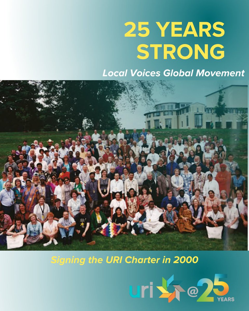 25 Years Strong!
Signing of the URI Charter in 2000
Written with input from hundreds of people of all beliefs, the URI charter was signed on 26 June.
Its guiding principles provide a framework for grassroots action worldwide.
#URI25