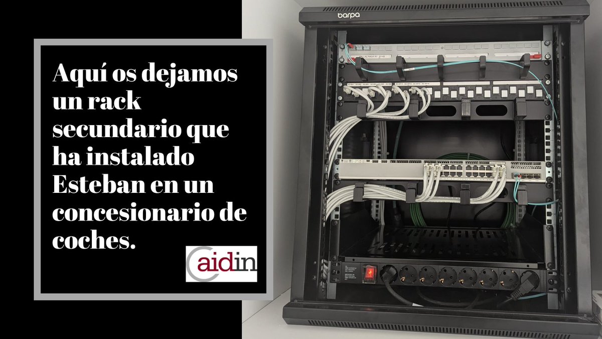 Aquí os dejamos un rack secundario que ha instalado Esteban en un concesionario de coches.

#aidin #business #cable #cabling #communications #connectivity #datacenter #datos #design #electronics #ethernet #fiberoptic #fibra #ftth #ingenieria #itsolutions #network #networking