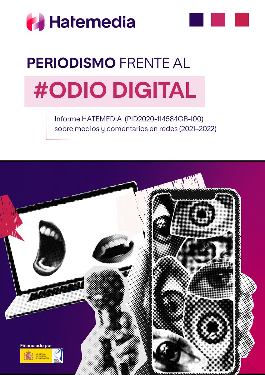 Hatemedia (@hatemediaes) on Twitter photo 📈 9,7M de mensajes analizados
🎯 63% del odio ataca a colectivos vulnerables
Para #periodistas que buscan entender y gestionar el entorno digital actual y el <a href="/OdioDigital/">Odio Digital</a> en ellos:👇
doi.org/10.5281/zenodo…
<a href="/UNIRuniversidad/">Universidad Internacional de La Rioja (UNIR)</a> <a href="/CienciaGob/">Ministerio de Ciencia, Innovación y Universidades</a>
#ComunicaciónDigital #Medios 📈 9,7M de mensajes analizados
🎯 63% del odio ataca a colectivos vulnerables
Para #periodistas que buscan entender y gestionar el entorno digital actual y el <a href="/OdioDigital/">Odio Digital</a> en ellos:👇
doi.org/10.5281/zenodo…
<a href="/UNIRuniversidad/">Universidad Internacional de La Rioja (UNIR)</a> <a href="/CienciaGob/">Ministerio de Ciencia, Innovación y Universidades</a>
#ComunicaciónDigital #Medios
