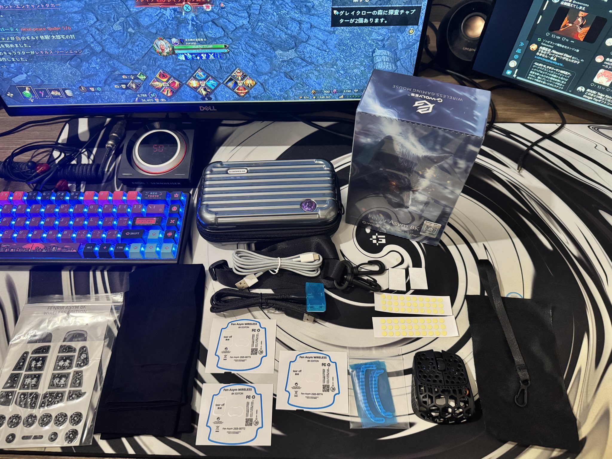 G-wolves FENRIS MAX 8K ブラック ゲーミングマウス G-Wolves Fenrir Max 8K Wireless Mouse ~22.4g ,Type C Usb