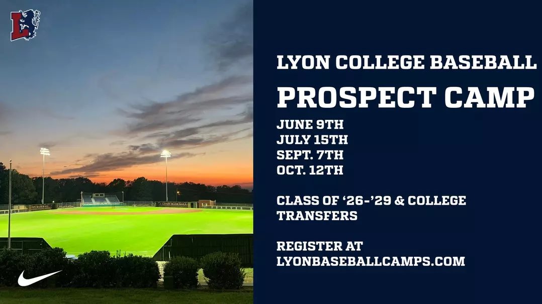 Four Baseball Prospect Camps will take place on June 9th, July 15th, September 7th and October 12th for prospects ranging from ninth grade to college sophomore. You can register at: lyonbaseballcamps.com <a href="/LyonBaseball/">Scots Baseball</a>