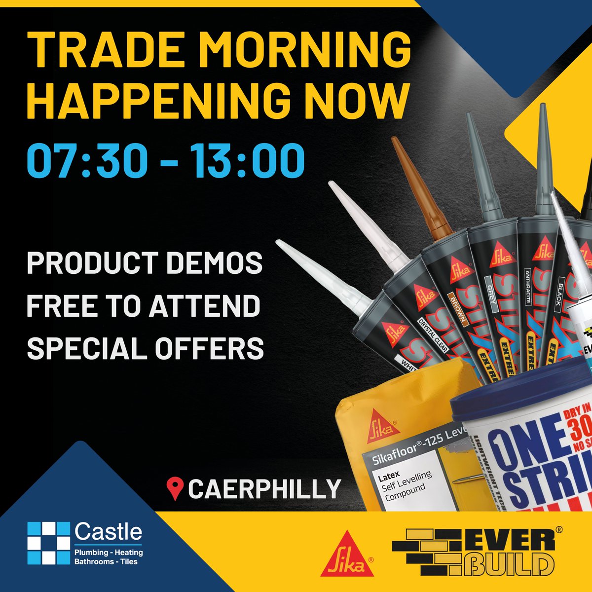 CastlePS's tweet image. Jodi &amp;amp; Dale from @Sika @everbuild are at our Caerphilly branch right now until 1PM!

- Live demos
- Expert advice
- Free refreshments
- Special offers

Trusted for sealing, levelling, sticking &amp;amp; more!

We'll see you there. bit.ly/3VqO6lJ

#Castleplumbing #Sika #Everbuild