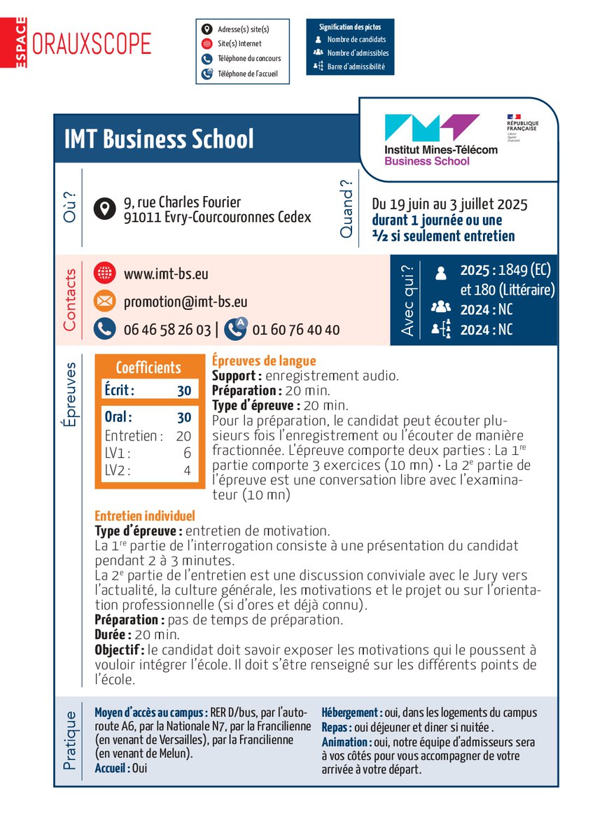 espaceprepas's tweet photo. [13/23]📌Orauxscope 2025, découvrez la fiche d'IMT Business School https://t.co/PMWgLI1QfU