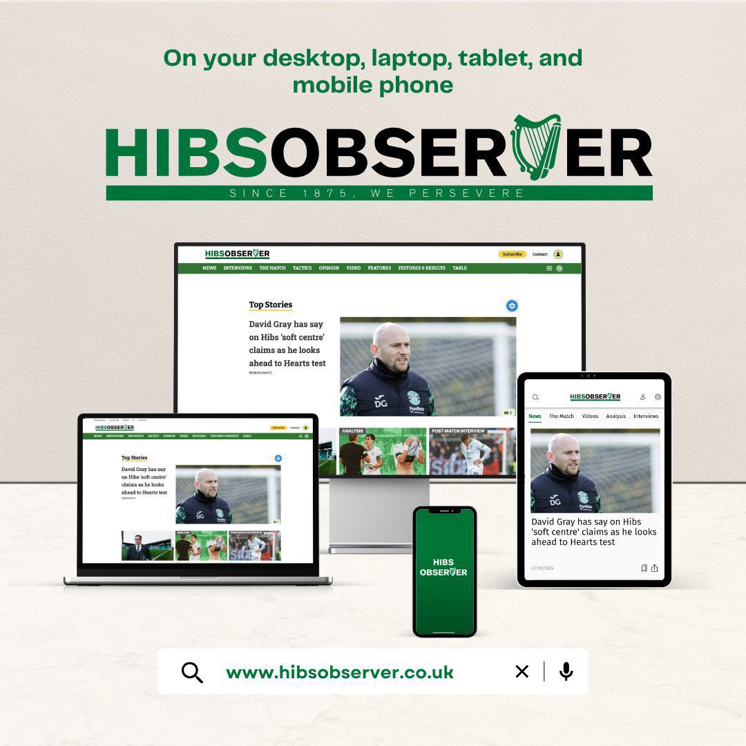 📲 The Hibs Observer app - the best and easiest way to access all our content!

Apple 🍎 onlrl.co/5tst2f
Android 🤖 onlrl.co/t3qju2 

💚 hibsobserver.co.uk/subscribe