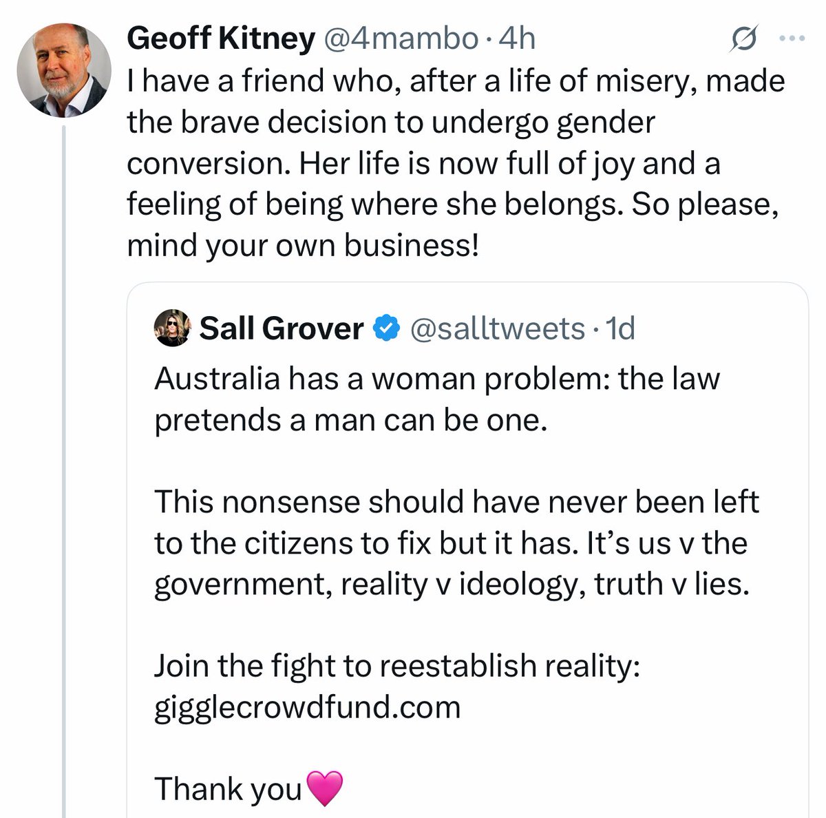 They never tell the men-who-claim-to-be-women to mind their own business. No, no. That honor is only reserved for the actual woman.

What they’re really saying is “ladies, shut up &amp; let the men do whatever they want.”

There is only one answer for that: NO.