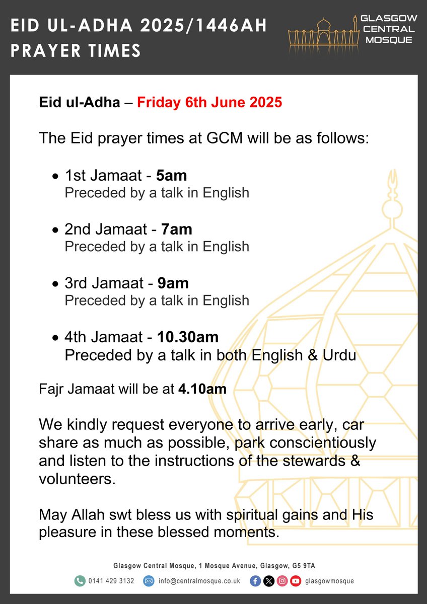 GlasgowMosque's tweet photo. GCM - Eid ul Adha Reminder https://t.co/bT8AAQggde