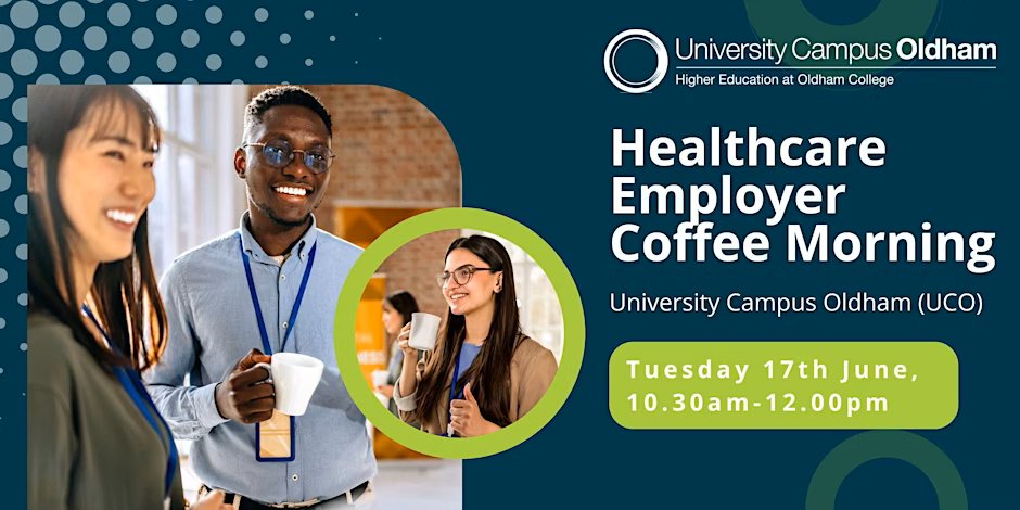 We're holding a coffee morning on Tuesday 17th June for local healthcare employers.

Could you provide valuable career opportunities for our Health and Social Care students?

Help shape the future of healthcare - learn more and register your place: ow.ly/a0Vl50W4Eu4