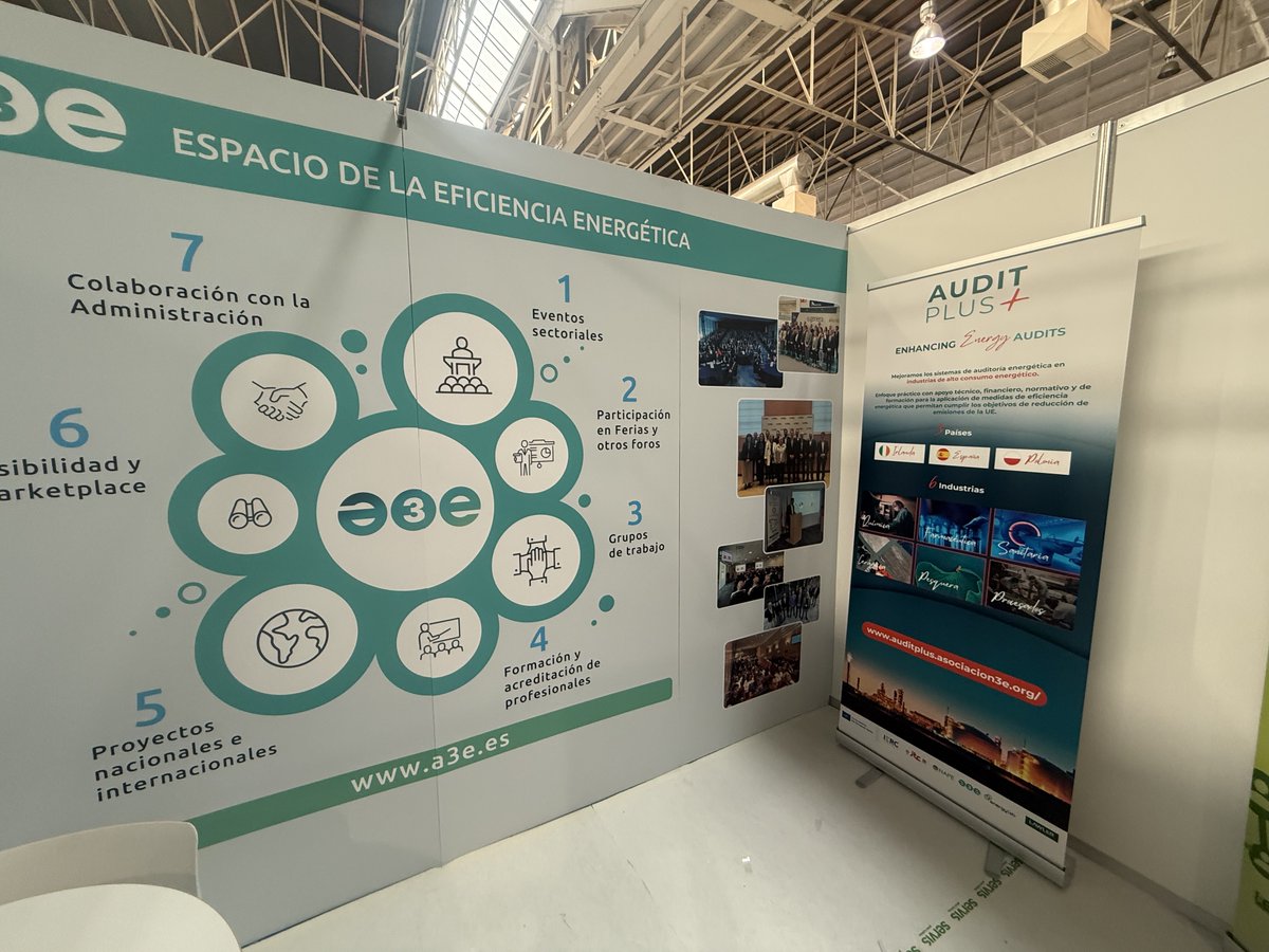 AuditPlus86004's tweet image. The Audit Plus project was present at the
@FeriaNetZero fair in Barcelona on June 4–5, promoting #energyefficiency in 𝗲𝗻𝗲𝗿𝗴𝘆-𝗶𝗻𝘁𝗲𝗻𝘀𝗶𝘃𝗲 𝗶𝗻𝗱𝘂𝘀𝘁𝗿𝗶𝗲𝘀 (#EIIs).
Our partner @Asociacion3e , co-organizer of the event, actively represented the project by bringing…