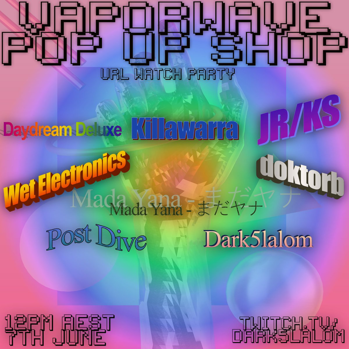 We had so much fun we had to share it with you!
Fuming because you missed Always Open's Vaporwave Pop Up Shop IRL show in April here in Melbourne? We've got the next best thing, relive it with us this Saturday 7th June at 12PM AEST.
Hosted live on my twitch - Link in bio