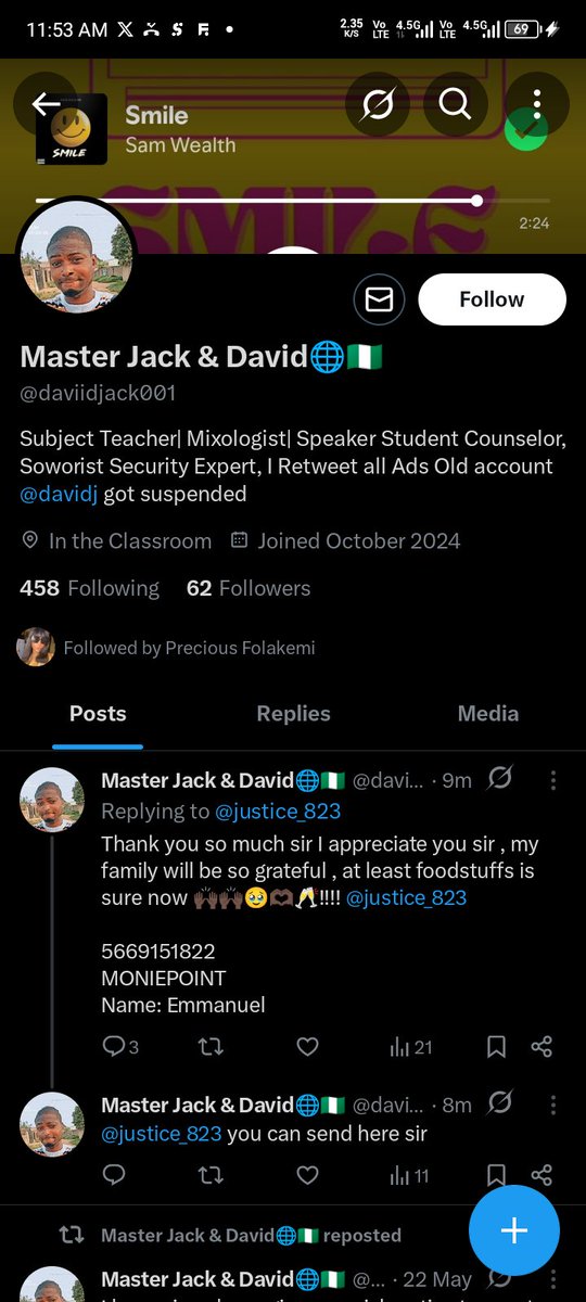KC inspired (@kcinspired1) on Twitter photo Pls scammer alert...this one dat follow me is the real acct... while the other one is a scam account pls deware
<a href="/FineBoyEmmy7/">Emeka Okafor</a> <a href="/mayor_kul22/">WORLD MAYOR DATA HUBβ β‘</a> <a href="/Official_SammyE/">Sammy β₯οΈ</a>
Help me report this scammer pls thanks Pls scammer alert...this one dat follow me is the real acct... while the other one is a scam account pls deware
<a href="/FineBoyEmmy7/">Emeka Okafor</a> <a href="/mayor_kul22/">WORLD MAYOR DATA HUBβ β‘</a> <a href="/Official_SammyE/">Sammy β₯οΈ</a>
Help me report this scammer pls thanks