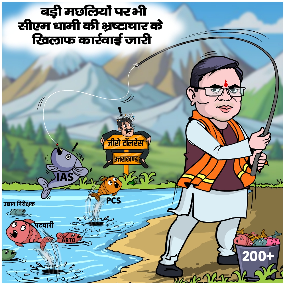 OfficeofDhami's tweet photo. पिछले 3 वर्षों में 200 से भी अधिक भ्रष्टाचार में लिप्त बड़ी से बड़ी मछलियों का शिकार करने वाले मुख्यमंत्री श्री @pushkardhami जी ने जनता को दी भ्रष्टाचार से मुक्ति। https://t.co/HRNKeM011z