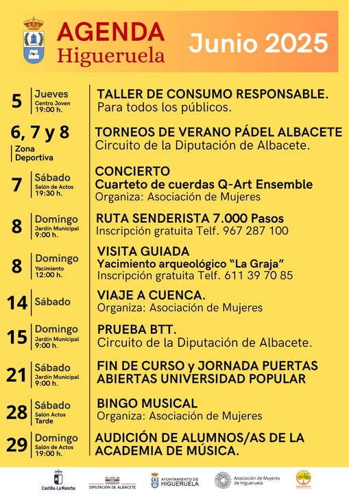 JovenHigueruela's tweet image. #Agenda | Este mes de #junio tenemos planes para ti en #Higueruela
¡No te lo pierdas!