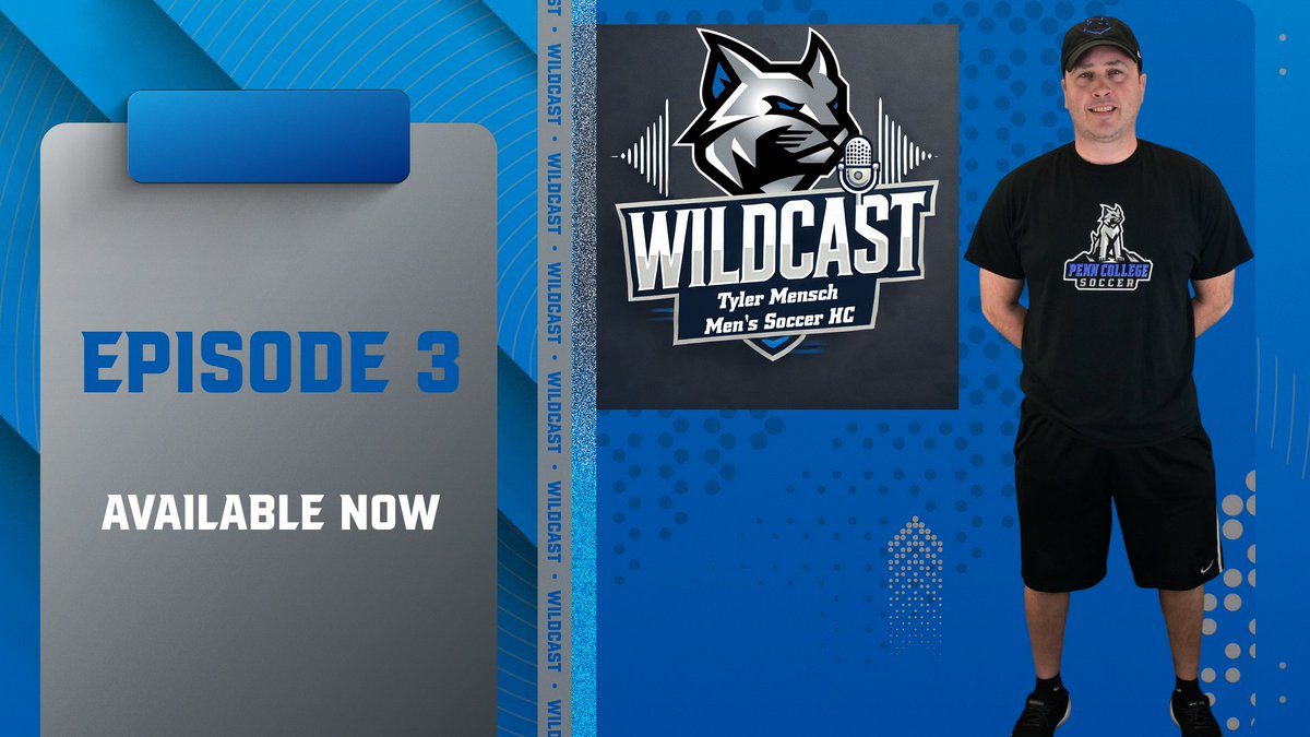 Out now❗Episode 3 of WildCast featuring Penn College Men's Soccer Head Coach, Tyler Mensch has dropped. Tune in wherever you get your podcasts to hear about their experiences at Penn College🔊