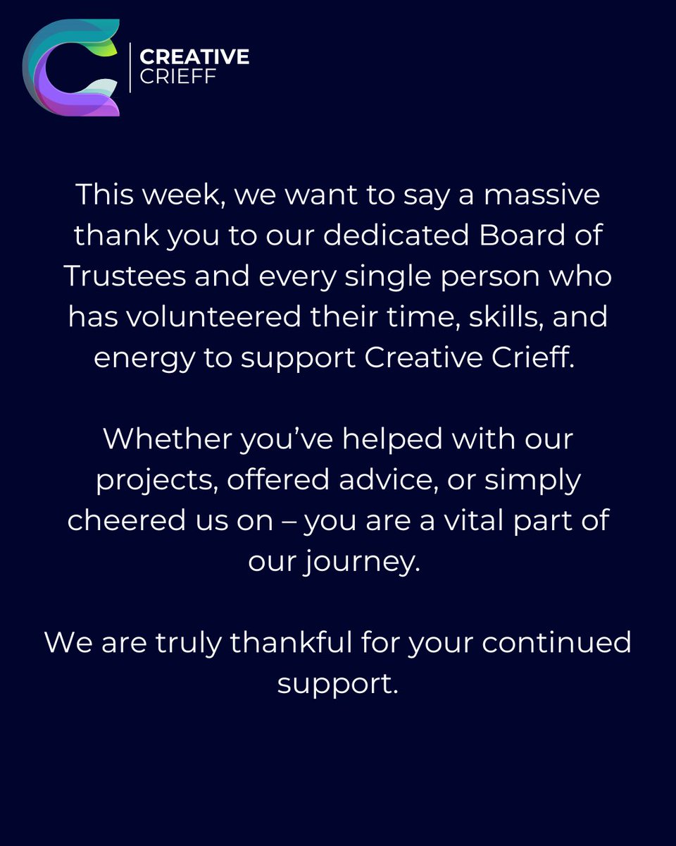 CreativeCrieff's tweet image. This Volunteers’ Week, we want to extend our sincere thanks to everyone who has been part of Creative Crieff’s journey so far.
#volunteersweek2025 #VolunteersWeek #volunteersmakeadifference #Community #Culture #Regneration #Crieff #CreativeCrieff