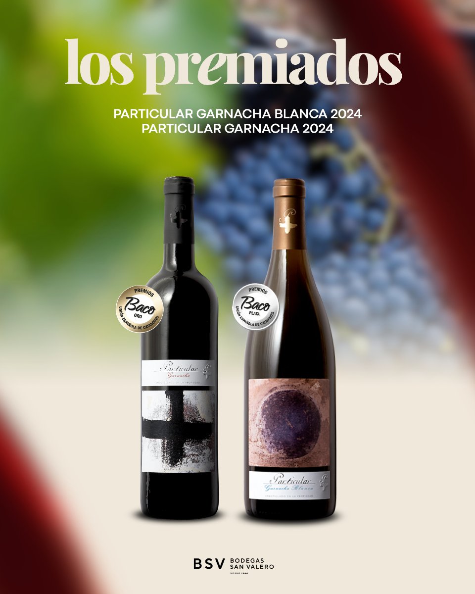 👏 ¡Seguimos recibiendo buenas noticias! ¡Dos medallas en los premios BACO 2025!

🍷🥇 Han sido premiados nuestro Particular Garnacha 2024, con la medalla BACO de ORO, y el Particular Garnacha Blanca 2024 con la medalla BACO de PLATA.

¡Gracias a todos por hacerlo posible! 🙏