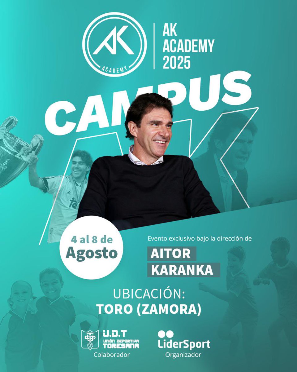 akcoachesworld's tweet photo. The 𝐀𝐊 𝐀𝐜𝐚𝐝𝐞𝐦𝐲 keeps on growing‼️
We unveil another training camp led by Aitor @Karanka and organised by @Lider5port.

🗓️ 4-8 August
📍Toro, Zamora, Spain https://t.co/nVcZcsimcd