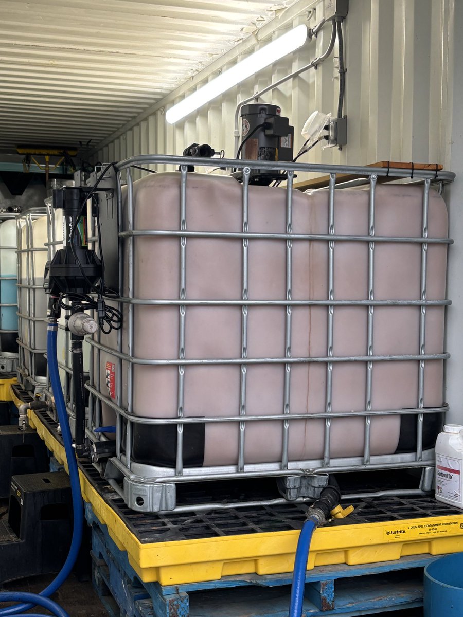 Perfect day for an application of Mycorrhizae on Greens and a heavy application of premixed Tea Seed Saponins on Tees