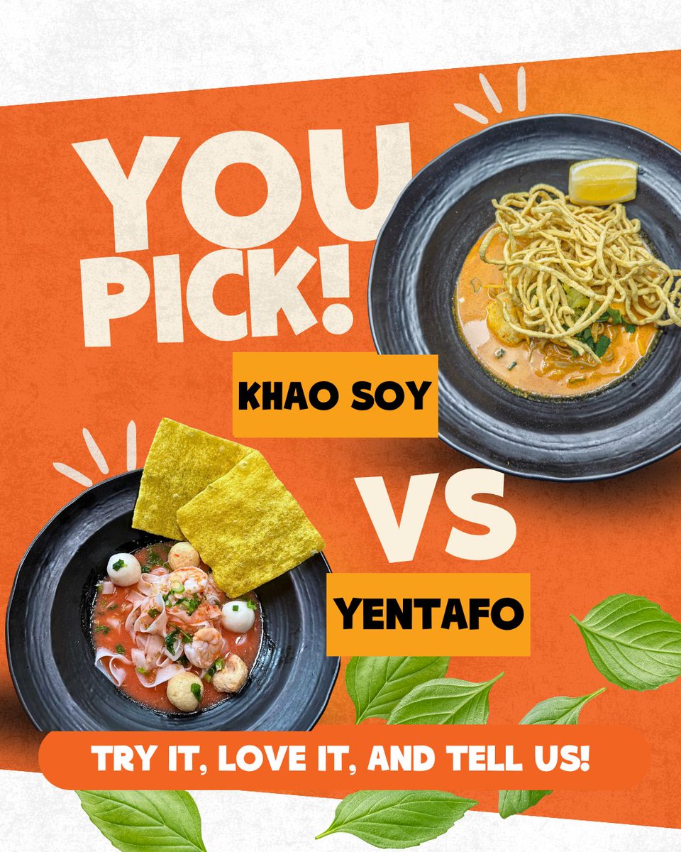 🍴 FOOD FACE-OFF: Khao Soy vs Yentafo! 

Two bold Thai street noodle bowls. One choice. You decide! 🔥

Will you go for the rich, creamy curry kick of Khao Soy 
or the savoury, pink broth magic of Yentafo? 

Try it. Love it. And tell us your winner in the comments!