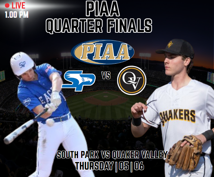 PIAA Update (@updatepiaa) on Twitter photo βΎοΈ PIAA Quarter Finals
South Park vs Quaker Valley
πΊ bit.ly/3H1RVco
π
Thursday|05|06
β° 1p.
<a href="/SPHSbsbl/">South Park Baseball</a> <a href="/CooperH777/">Cooper Hochendoner</a> <a href="/Ryan_spitznagel/">Ryan Spitznagel</a> <a href="/QV_Baseball/">Quaker Valley High School Baseball</a> <a href="/BouldJackson/">Jackson Bould</a> <a href="/SPSD_Athletics/">South Park Eagles Athletics</a> <a href="/SPSDinfo/">South Park Schools</a> <a href="/DeeJayJaw1/">DeeJay Jaw</a> βΎοΈ PIAA Quarter Finals
South Park vs Quaker Valley
πΊ bit.ly/3H1RVco
π
Thursday|05|06
β° 1p.
<a href="/SPHSbsbl/">South Park Baseball</a> <a href="/CooperH777/">Cooper Hochendoner</a> <a href="/Ryan_spitznagel/">Ryan Spitznagel</a> <a href="/QV_Baseball/">Quaker Valley High School Baseball</a> <a href="/BouldJackson/">Jackson Bould</a> <a href="/SPSD_Athletics/">South Park Eagles Athletics</a> <a href="/SPSDinfo/">South Park Schools</a> <a href="/DeeJayJaw1/">DeeJay Jaw</a>