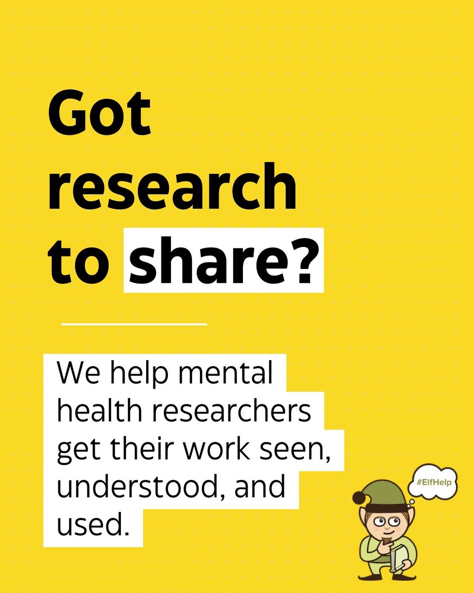 Mental_Elf's tweet image. 🚀 Turn your mental health research into real-world impact.
📲 We help researchers share evidence through social media, podcasts, videos, webinars and more.
⏰ Time for some #ElfHelp?
nationalelfservice.net/disseminate-yo…