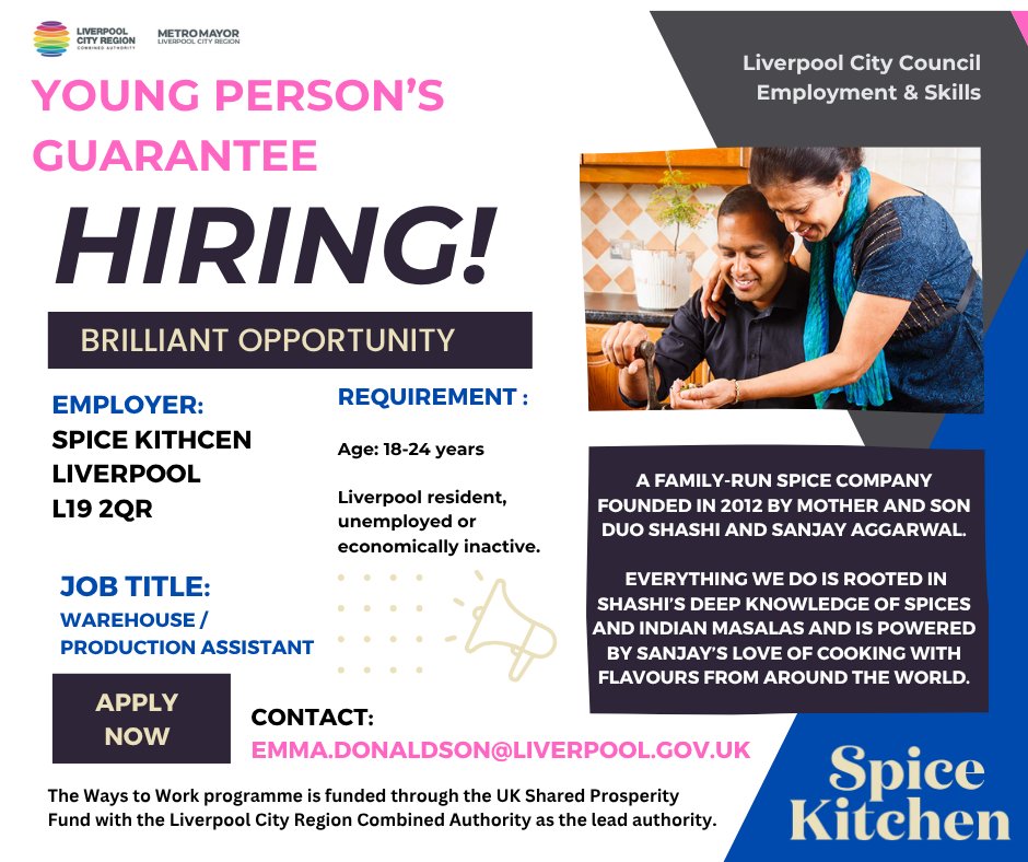 #jobopportunity #youngperson #YPG #UKSPF #WaysToWork <a href="/liverpoolinwork/">Liverpool In Work</a>