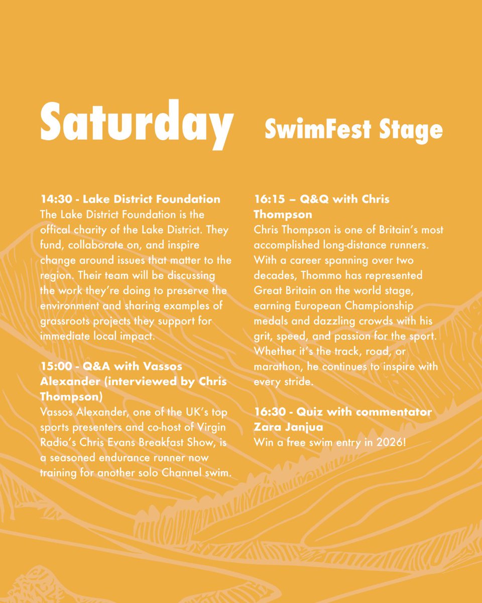 Great_Swim's tweet photo. Here is your SwimFest stage timetable ahead of the Arla Great North Swim 🏊

Let us know in the comments what you're most looking forward to about next weekend 👇 https://t.co/YuKOZMVjaY