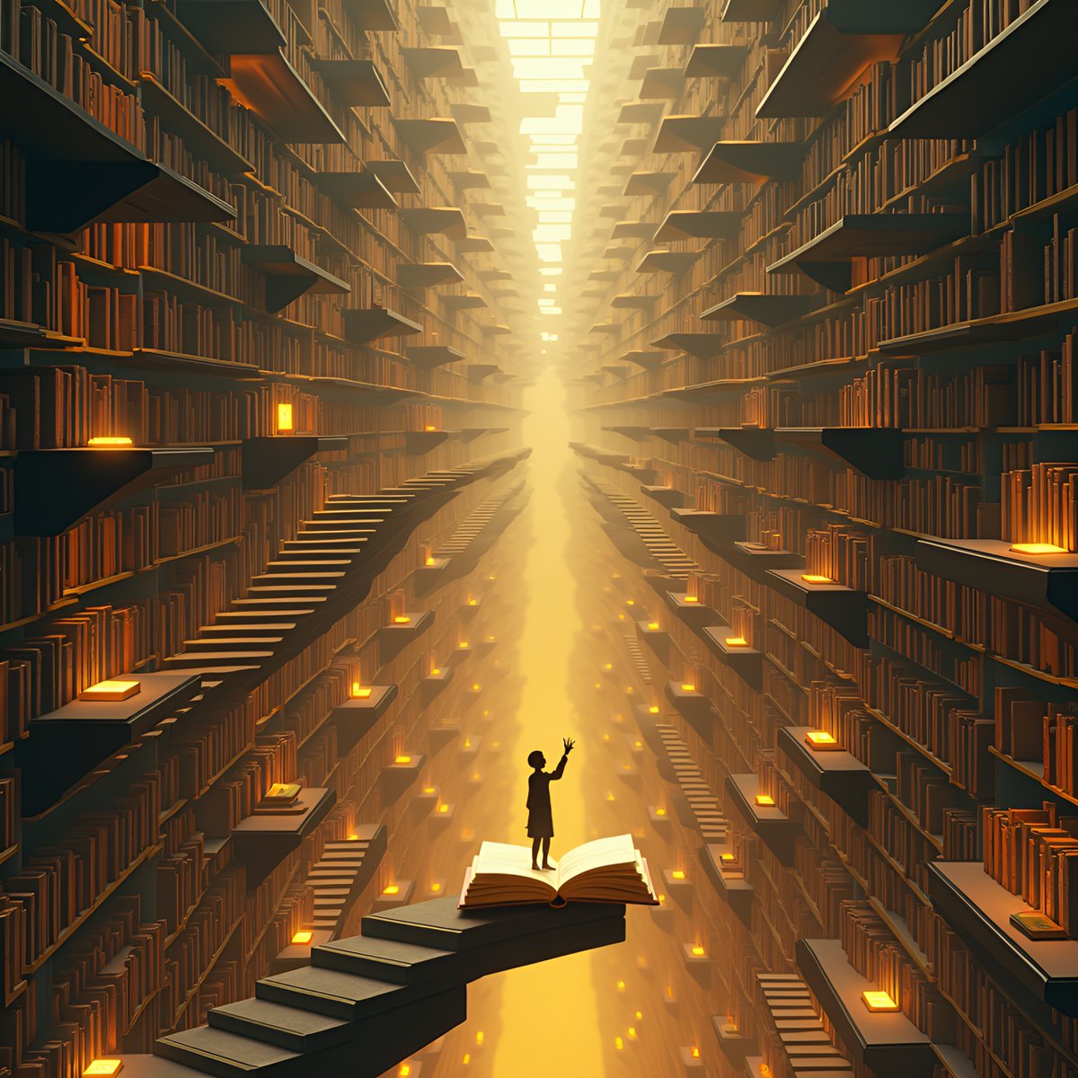 PromptSin's tweet image. Journey through endless knowledge ✨📚 #LibraryMagic #Imagination