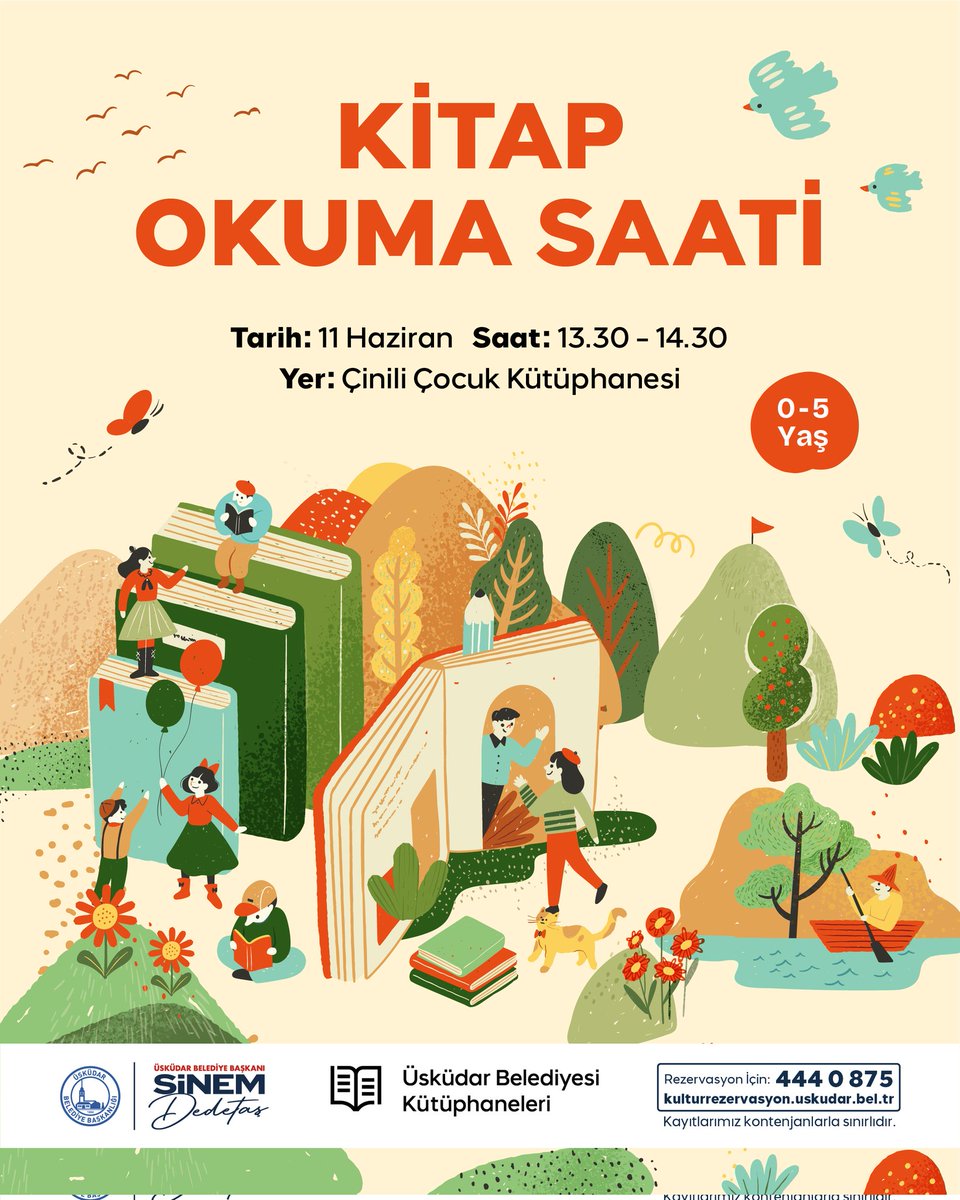 Kitap Okuma Saati başlıyor! 📚

0-5 yaş grubu çocuklarımız için keyifli ve eğitici bir okuma saati etkinliğinde buluşuyoruz. 🌿

📅 11 Haziran
🕜 13.30 – 14.30
📍 Çinili Çocuk Kütüphanesi

Etkinliğimize çocuklarımız anneleriyle birlikte katılacak, kayıtlar ise çocukların