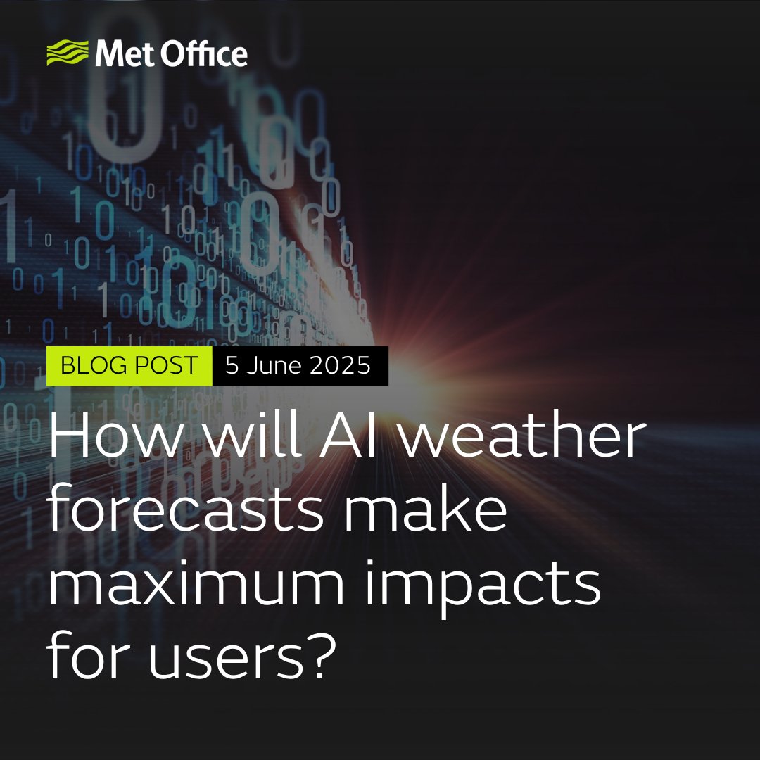 Artificial intelligence will revolutionise weather forecasting in the coming years. 

But how exactly can we make sure that benefits come through safely for users? That's the subject of our latest blog 👇

metoffice.gov.uk/blog/2025/how-…