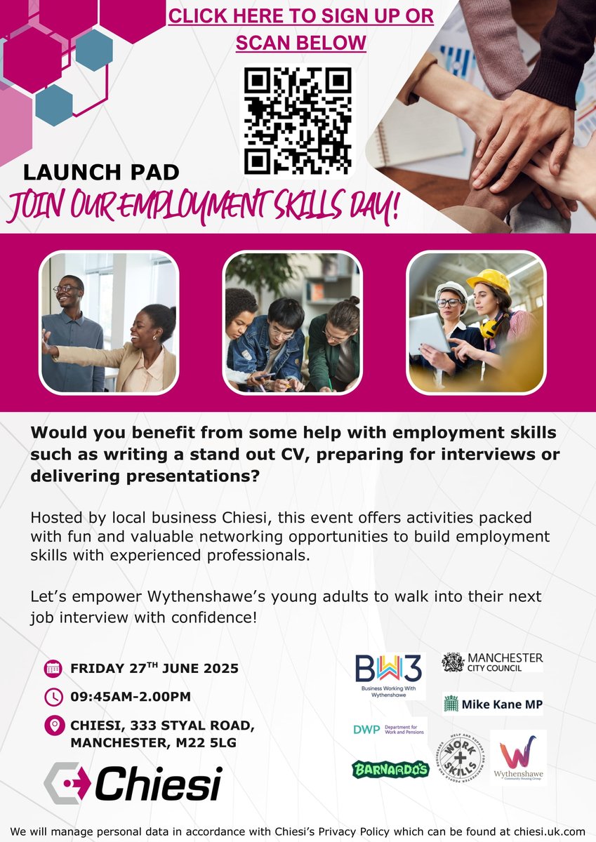 Southside Magazine (@southsidemag) on Twitter photo <a href="/ChiesiGroup/">Chiesi Group</a> are hosting an #employment #skills #day - would you like help with #employment #skills, #cv #internview or #presentation then sign up using the #QRcode Fri 27 June <a href="/ManCityCouncil/">Manchester City Council</a> <a href="/MikeKaneMP/">Mike Kane MP</a> <a href="/wythenshawe_chg/">Wythenshawe Community Housing Group</a> <a href="/MCCWorkSkills/">MCC Work and Skills</a> <a href="/barnardos/">Barnardo’s</a> <a href="/BW3Manchester/">BW3</a> <a href="/DWPgovuk/">Department for Work and Pensions</a> <a href="/ChiesiGroup/">Chiesi Group</a> are hosting an #employment #skills #day - would you like help with #employment #skills, #cv #internview or #presentation then sign up using the #QRcode Fri 27 June <a href="/ManCityCouncil/">Manchester City Council</a> <a href="/MikeKaneMP/">Mike Kane MP</a> <a href="/wythenshawe_chg/">Wythenshawe Community Housing Group</a> <a href="/MCCWorkSkills/">MCC Work and Skills</a> <a href="/barnardos/">Barnardo’s</a> <a href="/BW3Manchester/">BW3</a> <a href="/DWPgovuk/">Department for Work and Pensions</a>