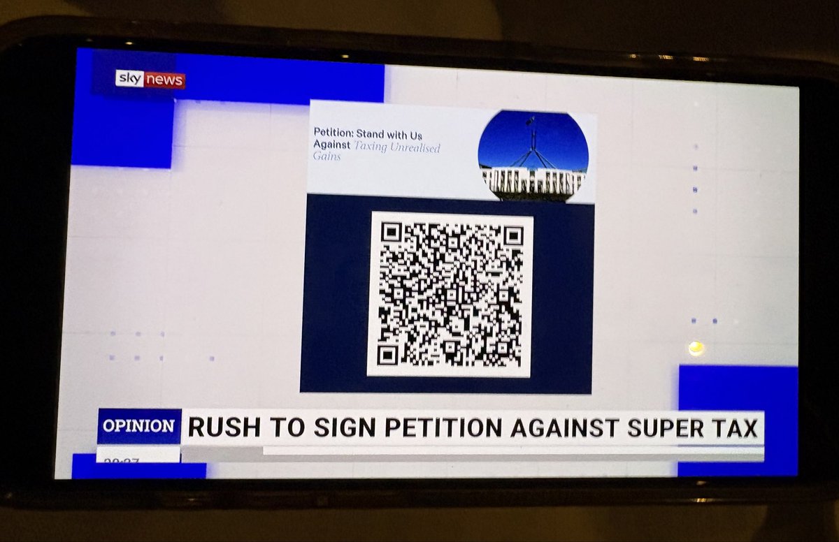 GeoffWilsonWAM's tweet photo. Taxing unrealised gains needs to be stopped. Thank you Peta Credlin @SkyNewsAust . Sign the petition to stop it https://t.co/HkQiS69jr8 https://t.co/Mr6LCWpoWq
