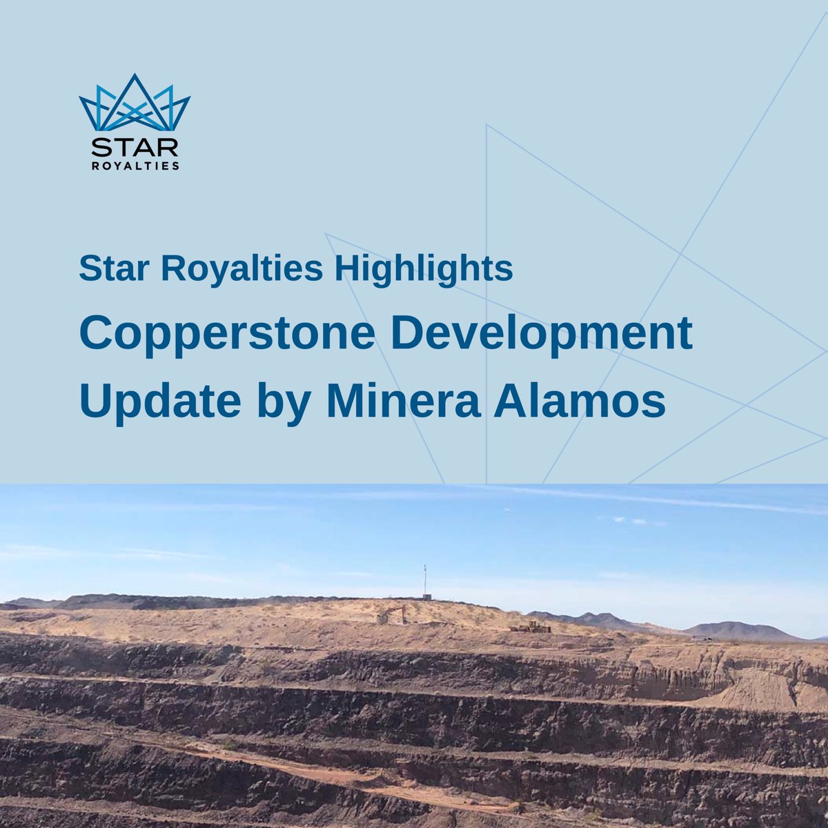 Star Royalties Ltd. is pleased to highlight Minera Alamos Inc.’s update on development plans for its wholly-owned Copperstone Gold Mine.
Read the news release here: starroyalties.com/news/20250605-…