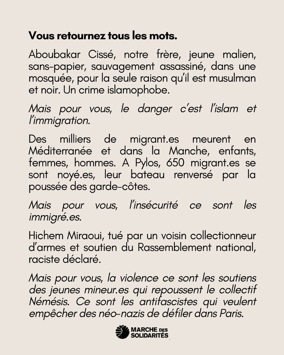 On n'oublie pas Clément, Aboubakar, Hichem.
Dimanche 8 juin - 12H00 - Paris - Place de la République
Manifestons contre le racisme et contre le fascisme

Contre le meeting de l'extrême-droite européenne
Manifestation unitaire contre le fascisme
Lundi 9 juin - 10H30 - Montargis