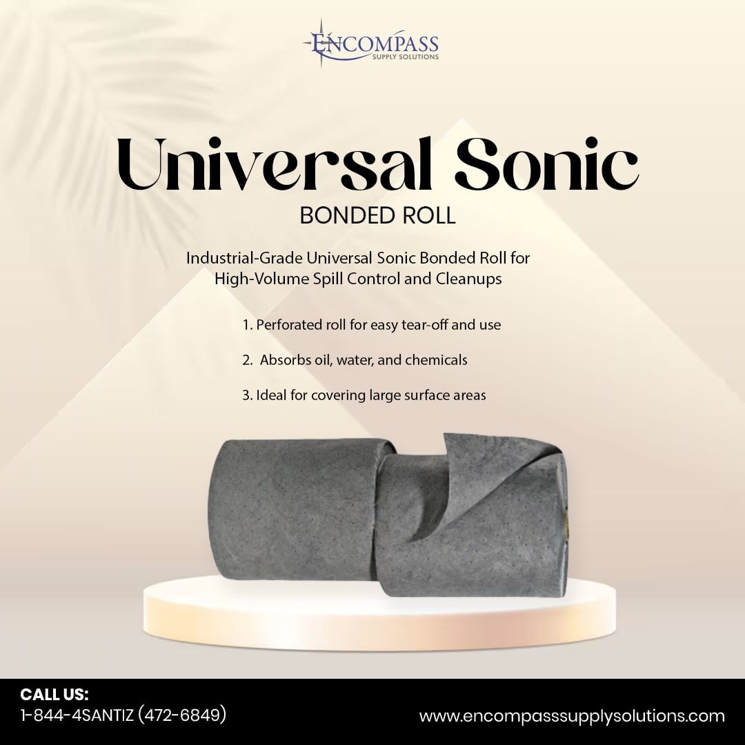 Encompass_Sol_'s tweet photo. Cover more ground with the Universal Sonic Bonded Roll! This high-performance roll absorbs everything from oil to chemicals and water. 

Visit: https://t.co/e76wzRLkqd

#AbsorbentRoll #SonicBonded #UniversalUse #IndustrialCleaning #LeakSolutions #SpillResponse #ShopSupplies https://t.co/FYkm6fjGld