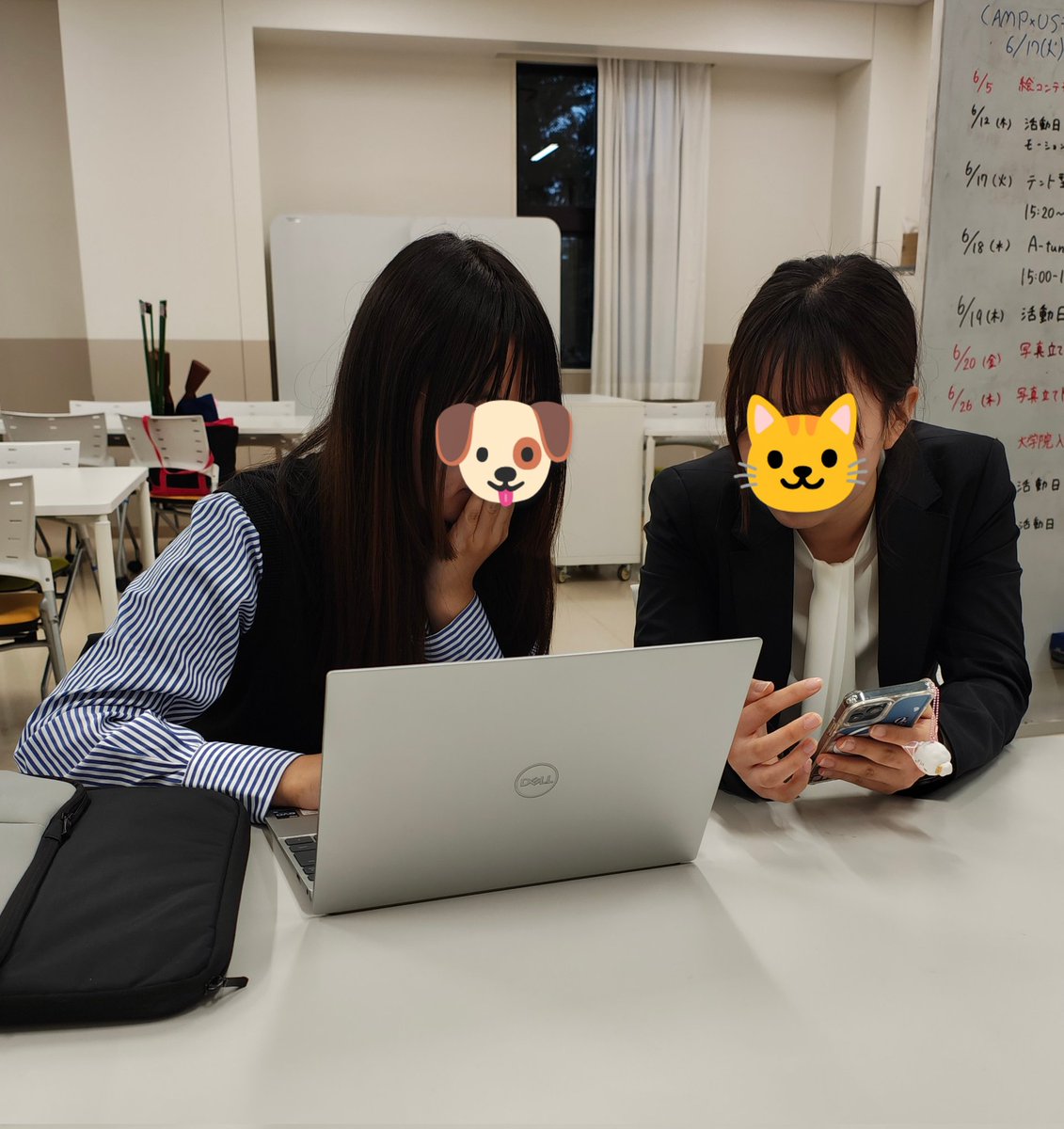 🐶………
　話し合いっ！
　　　　　………🐱
本日は活動日でした！
イベントの事や進捗を話し合いました。良い感じのイベント準備中です🐰
#関西学院大学 #アカデミックコモンズ #関学