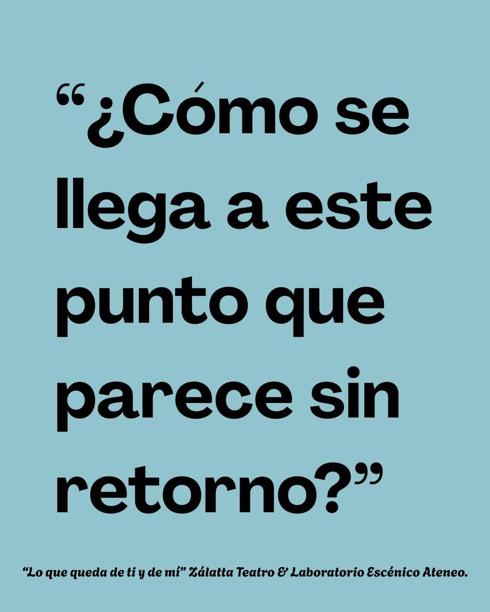 "LO QUE QUEDA DE TI Y DE MI"
Queda muy poco para que la luz de los focos de Zálatta Espacio Escénico ilumine lo que ocurrirá en su escenario los próximos 12 y 13/6/2025. Te lo vas a perder?
Co-producción: Zálatta Teatro &amp; Laboratorio Escénico Ateneo
 #LoQueQuedaDeTiYDeMi