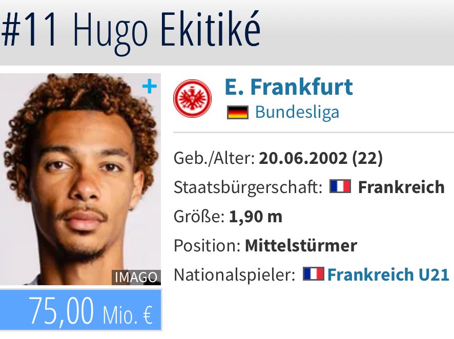 75 Mio Marktwert aber JustusBMG🐎 meint er sei maximal 30 Mio wert weil Kleindienst ähnliche Scorer hat