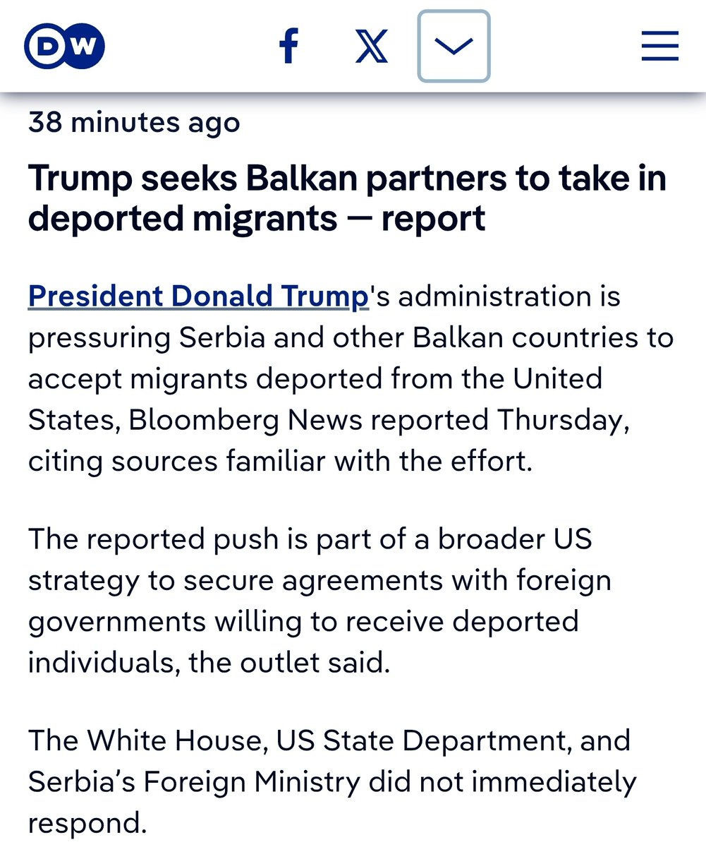 📢📢📢
Vučić se izgleda dogovara sa Trampom da Srbija preuzme migrante iz Afrike i iz Bliskog istoka koje Tramp proteruje iz Amerike!

Tako planira da mu američka administracija postane saveznik da bi opstao na vlasti!