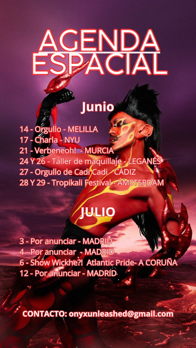 Hola goapas aquí os dejo mi agendita de estos dos próximos meses espero veros por el mundo bezito 😘🔥
