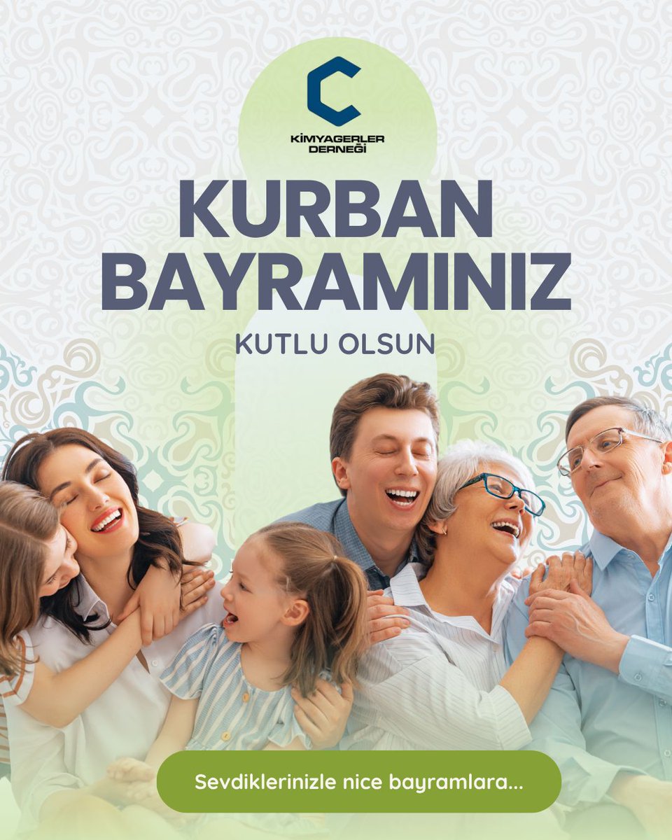 Sevdiklerimizle birlikte nice bayramları sağlık ve mutlulukla geçirmek dileğiyle…

Bayramımız kutlu olsun

KİMYAGERLER DERNEĞİ

#KurbanBayramı