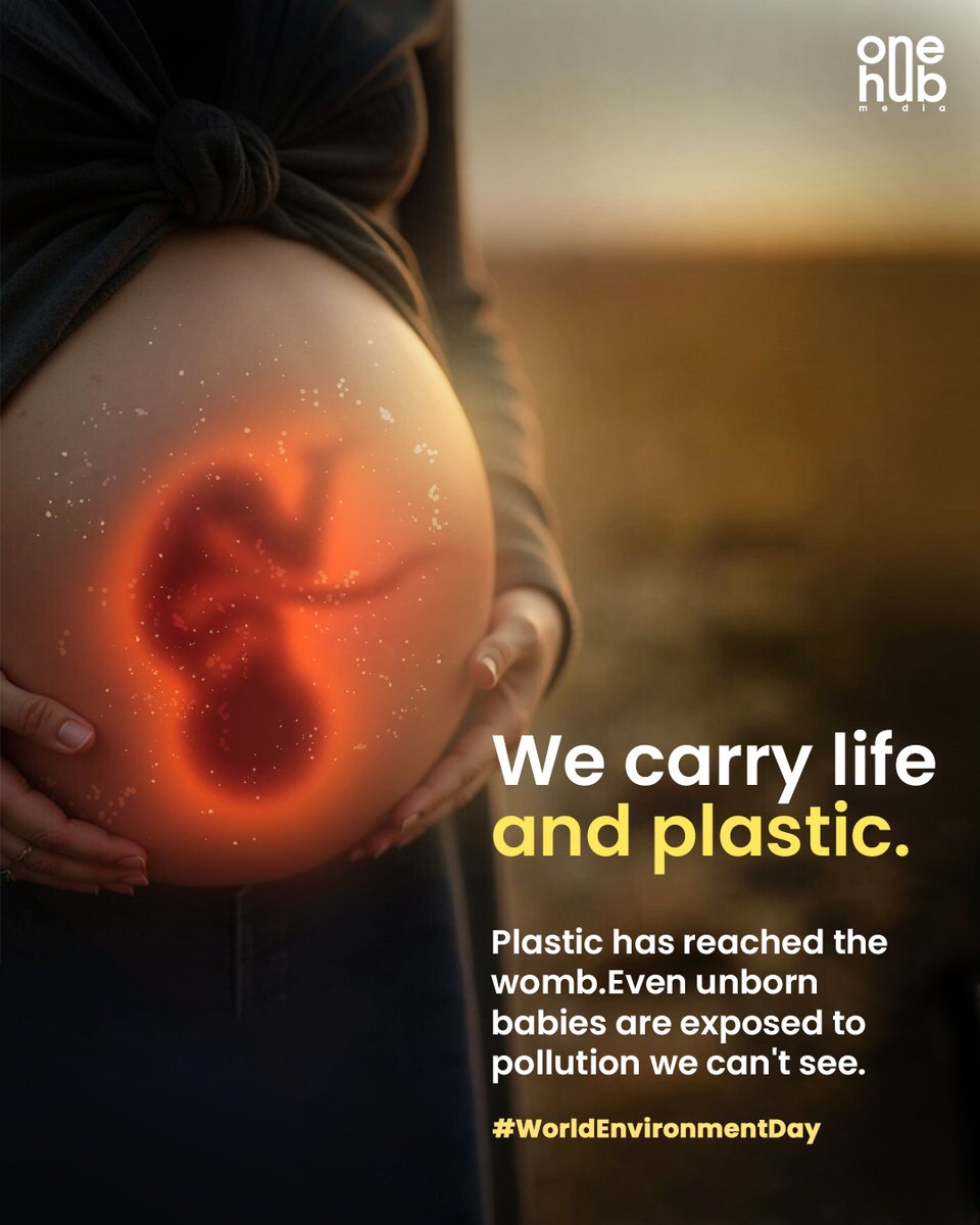 OneHubMedia1's tweet photo. @TimesNow article says microplastics are now being found in human placentas. These can enter the body through food, water, cosmetics &amp; may affect fetal growth. 
On this #WorldEnvironmentDay, let’s pledge to reduce plastic use &amp; protect the planet.

#Onehubmedia #PlasticPollution https://t.co/vHJXgbjYpc